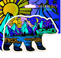 Scenic Mountains Bear Sticker - HalfMoonMusic
