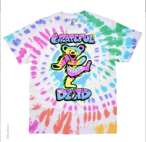 Mens Grateful Dead Tie-Dye Carnival Airbrush Bear T-Shirt - HalfMoonMusic