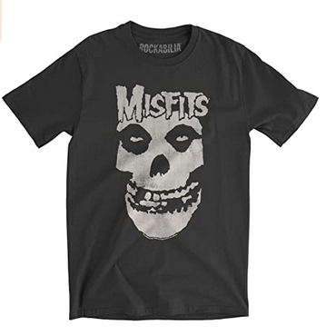 Mens Misfits Distressed Skull T-Shirt - HalfMoonMusic