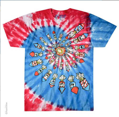 Mens Fireworks Spiral Tie-Dye T-Shirt - HalfMoonMusic
