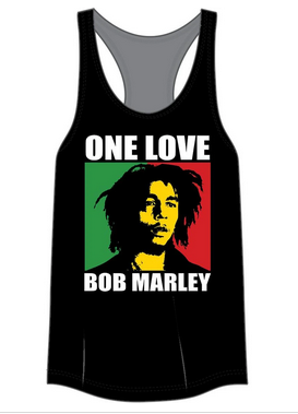 Ladies Bob Marley One Love Racerback Tank Top - HalfMoonMusic