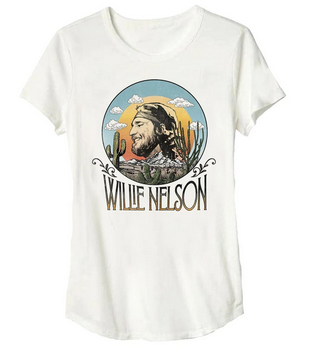 Ladies Willie Nelson Sunset T-Shirt - HalfMoonMusic
