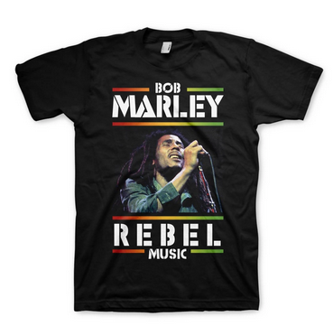 Mens Bob Marley Rebel Music T-Shirt - HalfMoonMusic