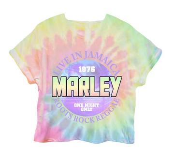 Ladies Bob Marley Live In Jamaica Tie-Dye Crop T-Shirt - HalfMoonMusic