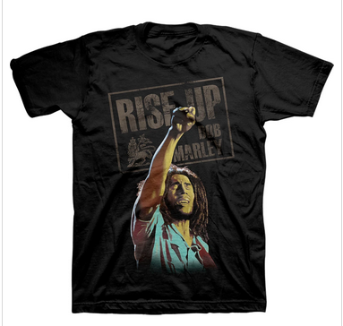 Mens Bob Marley Rise Up Arm Up T-Shirt - HalfMoonMusic
