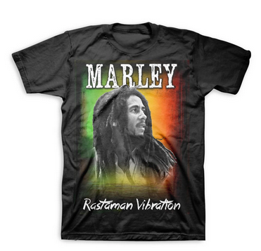 Mens Bob Marley Rastaman Vibration T-Shirt - HalfMoonMusic