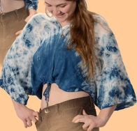 Womends Natural Indigo Tie-Dye Adjustable Fairy Crop Top - HalfMoonMusic