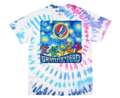 Mens Grateful Dead Starry Dancing Bears Tie-Dye T-Shirt - HalfMoonMusic
