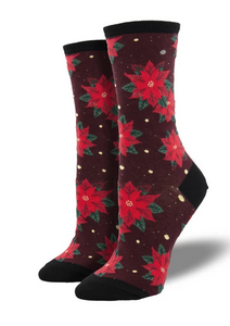 Womens Poinsettia Socks - HalfMoonMusic