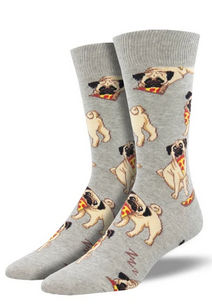 Mens Pizza Pug Socks - HalfMoonMusic