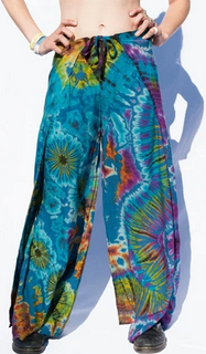 Womens Rayon Tie-Dye Wrap Pants - HalfMoonMusic
