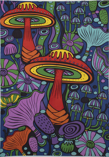 Mushroom Garden Psychadelic 3D Tapestry - HalfMoonMusic