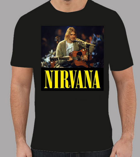 Mens Kurt Cobain Nirvana Unplugged T-Shirt - HalfMoonMusic