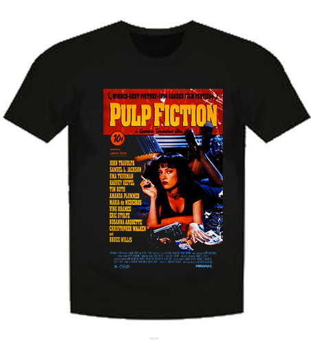 Mens Pulp Fiction Uma Poster T-Shirt - HalfMoonMusic