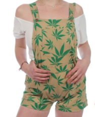 Herbal Leaf Print Overalls - HalfMoonMusic