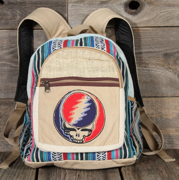 Hemp Cotton Patchwork Grateful Dead SYF Stitched Mini Backpack - HalfMoonMusic
