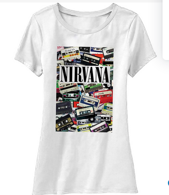 Ladies Nirvana Cassettes T-Shirt - HalfMoonMusic