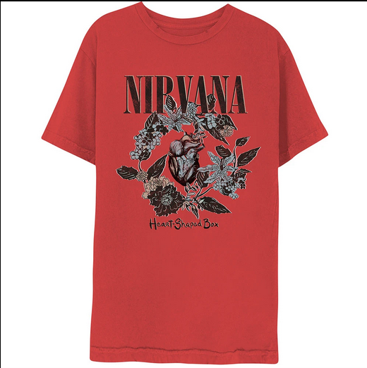 Mens Nirvana Heart Shaped Box Red T-Shirt - HalfMoonMusic