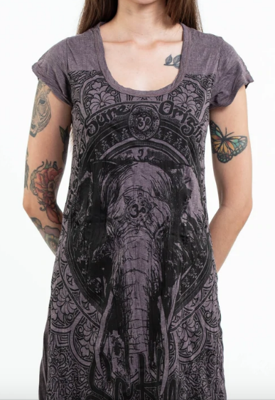 Womens Wild Elephant Tunic Dress - HalfMoonMusic