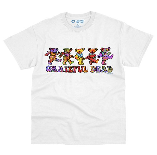 Mens Grateful Dead Tie-Dye Dancing Bears White T-Shirt - HalfMoonMusic