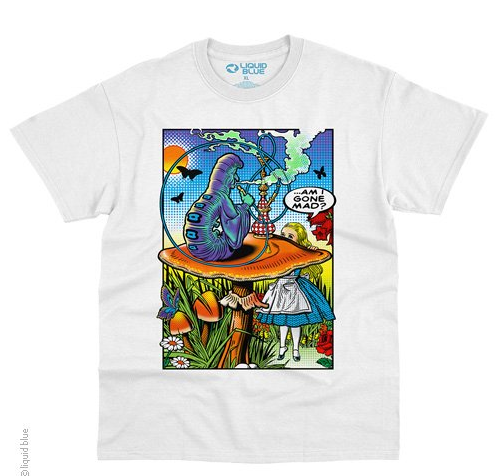 Men's Alice In Wonderland Pop Art White T-Shirt - HalfMoonMusic