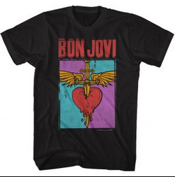 Mens Bon Jovi Heart and Dagger T-Shirt - HalfMoonMusic