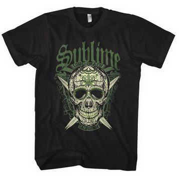 Mens Sublime Long Beach Skull T-Shirt - HalfMoonMusic