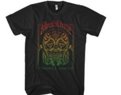 Mens Sublime Smoke 2 Joints Skull T-Shirt - HalfMoonMusic