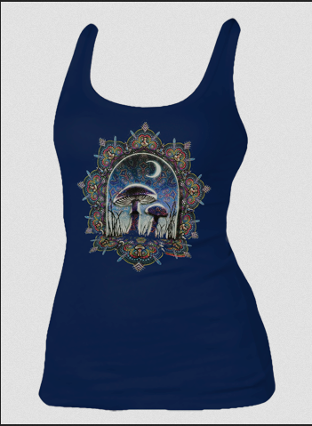 Womens Mushroom Mandala Tank Top - HalfMoonMusic