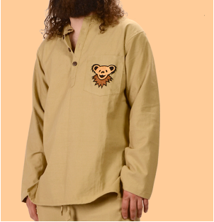 Mens Long Sleeve Grateful Dead Dancing Bear Pocket Shirt - HalfMoonMusic