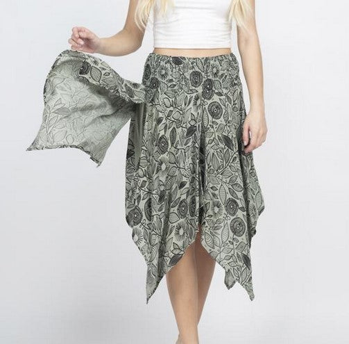 Womens Viscose Zinnia Handkerchief Skirt - HalfMoonMusic