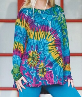 Womens Rayon Spandex Tie-Dye Flowy Bell Sleeve Top - HalfMoonMusic