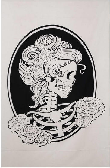 Zest For Life Old School Skull & Roses Tapestry - HalfMoonMusic