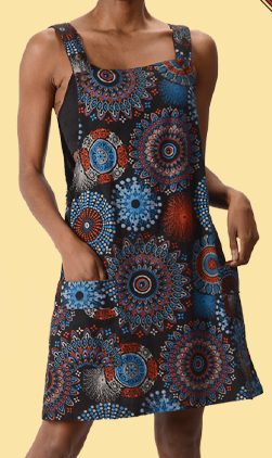 Womens Cotton Mandala Print Apron Dress - HalfMoonMusic