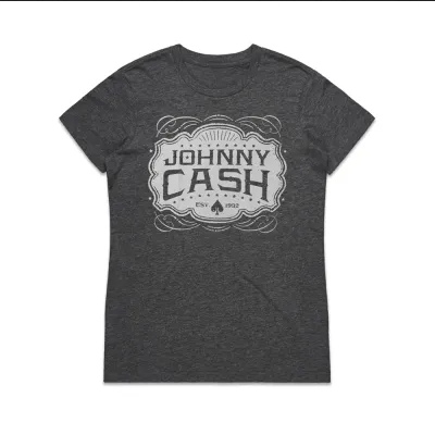 Womens Johnny Cash Spade Emblem T-Shirt - HalfMoonMusic