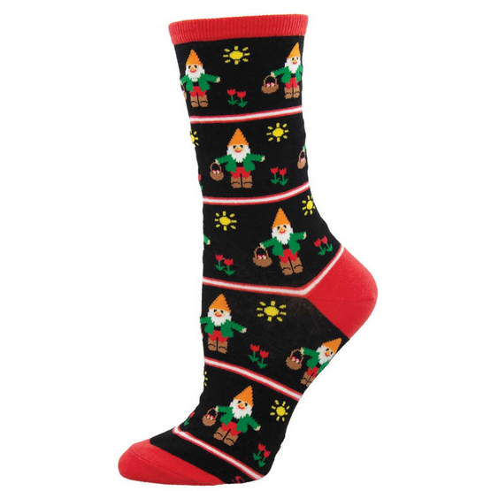 Womens Garden Gnome Flower Socks - HalfMoonMusic