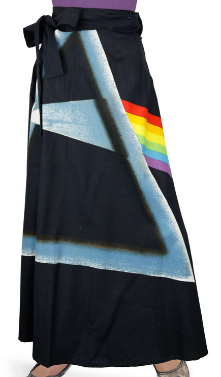 Womens Pink Floyd Dark Side Of The Moon Wrap Skirt With Zip Pocket - HalfMoonMusic