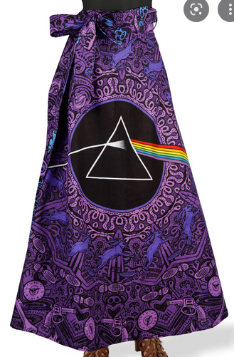 Womens Pink Floyd Dark Side Of The Moon Purple Lyrics Wrap Skirt With Pocket - HalfMoonMusic