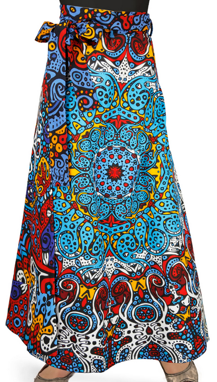 Womens Glow Sunburst Wrap Skirt With Zip Pocket - HalfMoonMusic
