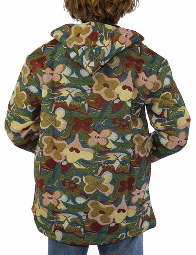 Unisex Woven Cat Couch Print Zip-Up Hoodie - HalfMoonMusic