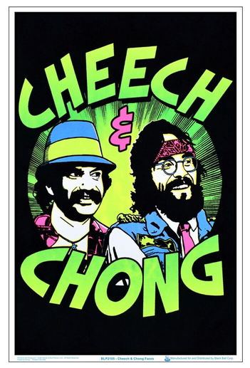 Cheech & Chong Green Flocked Blacklight Poster - HalfMoonMusic