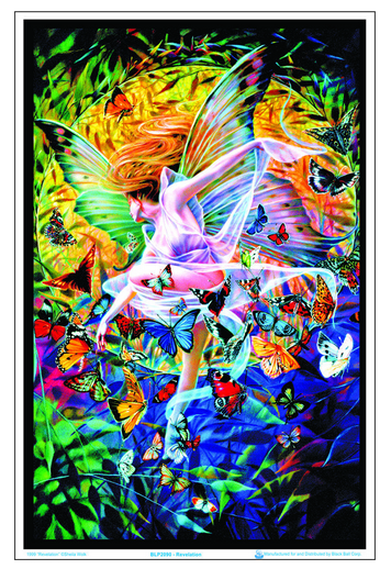 Revelations Fairy Butterfly Flocked Blacklight Poster - HalfMoonMusic