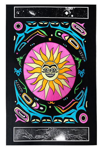 Sun Face Flocked Blacklight Poster - HalfMoonMusic