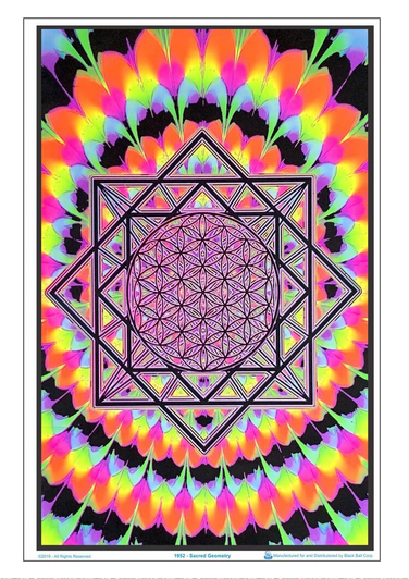 Sacred Geometry Mandala Flocked Blacklight Poster - HalfMoonMusic