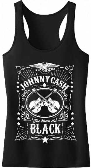 Women's Johnny Cash Man In Black Racerback Tank Top - HalfMoonMusic