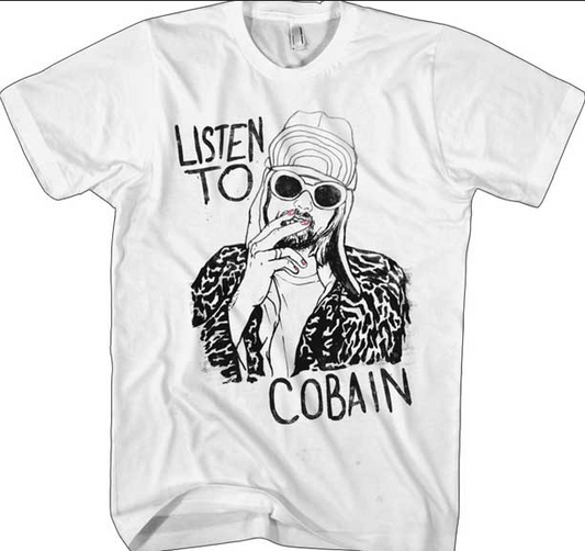 Men's Kurt Cobain Listen To Cobain T-Shirt - HalfMoonMusic