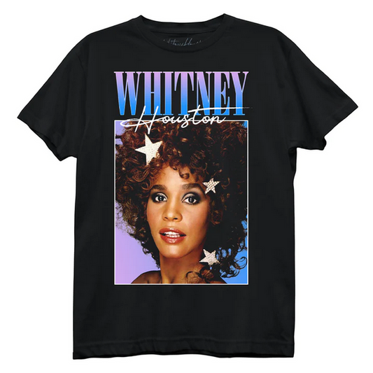 Women's Whitney Houston Stars T-Shirt - HalfMoonMusic