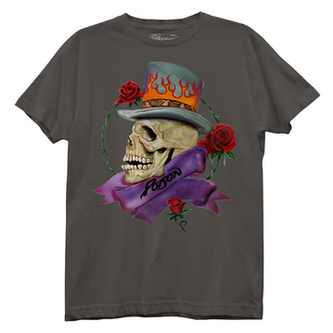 Men's Poison Greatest Hits Skull Tophat T-Shirt - HalfMoonMusic