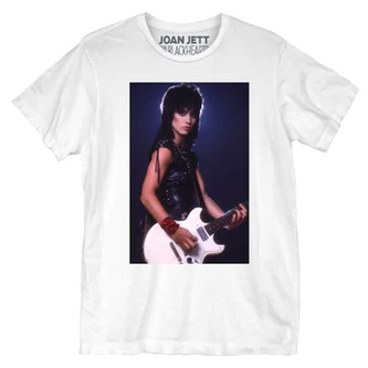 Men's Joan Jett White Guitar Rocker T-Shirt - HalfMoonMusic