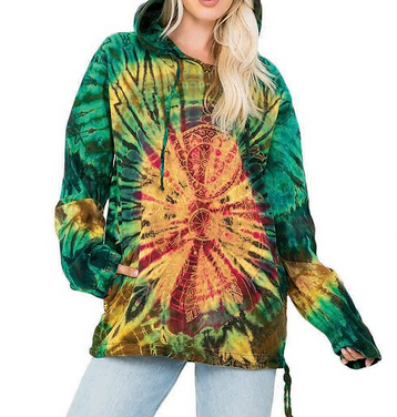 Unisex Cotton Tie-Dye Dream Catcher Hoodie - HalfMoonMusic